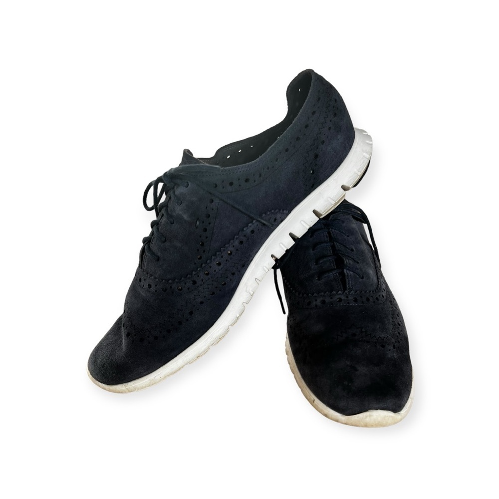 Women’s Cole Haan Zerogrand D44060 BlueSuede Wingtip Oxford Shoe Size 10B